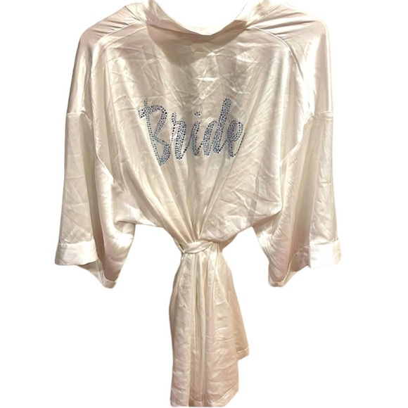Victoria's Secret "Something Blue" Rhinestone BRIDE White Robe with‎ Tie O/S - Picture 1 of 10